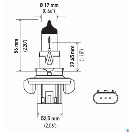Hella Bulb H13 12V 60/55W P26.4T T4 Sb Running Light, H13Sb H13SB